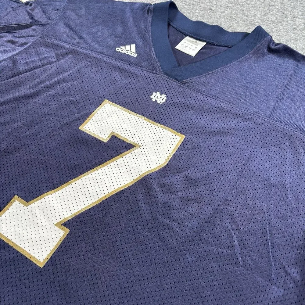 Vintage Y2K Adidas Notre Dame Fighting Irish Football Jersey #7 Blue Men’s Large